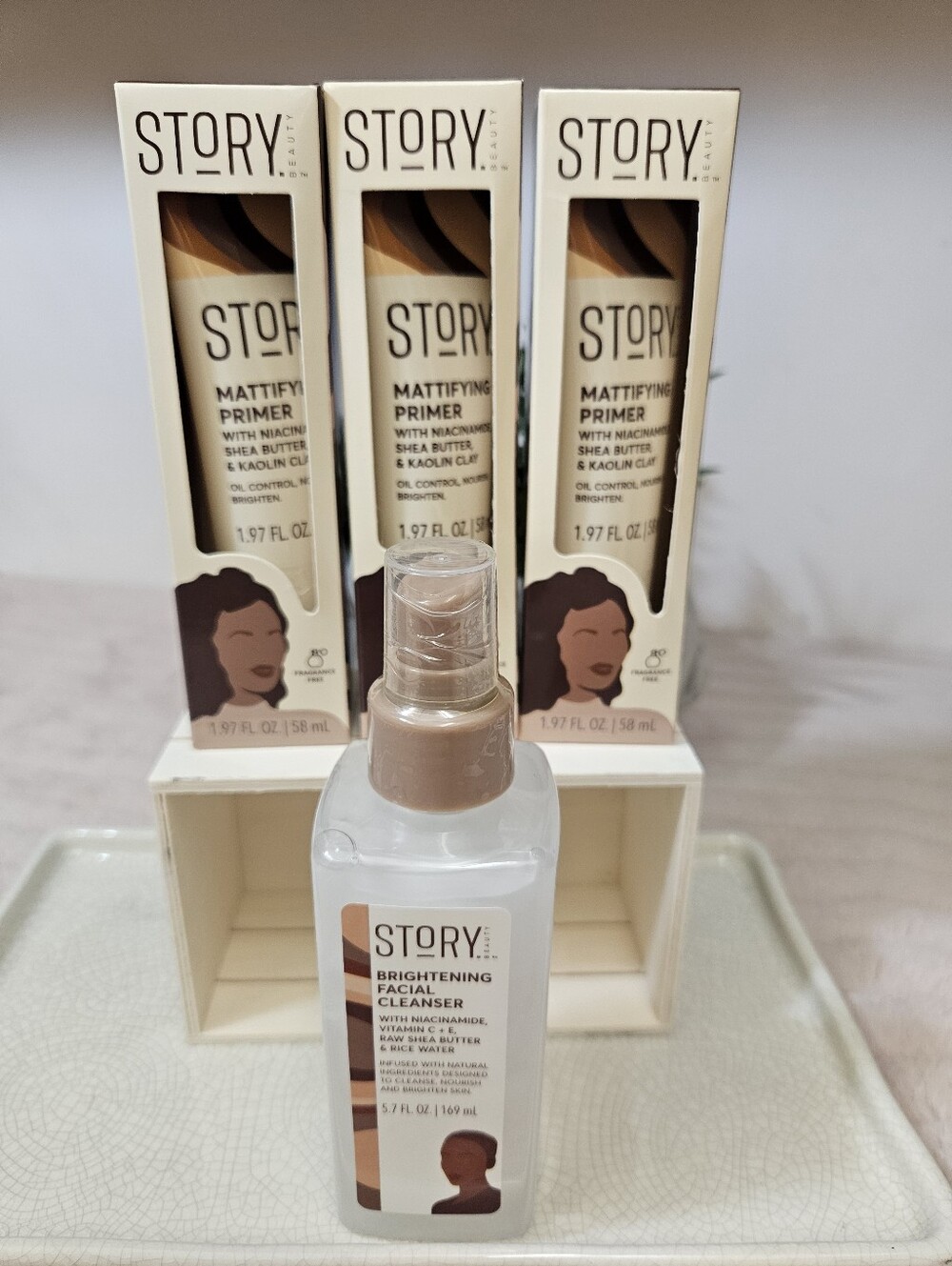 STORY BEAUTY OIL CONTROL BRIGHTENING FACIAL CLEANSER & MATTIFYING PRIMER 4-PCS